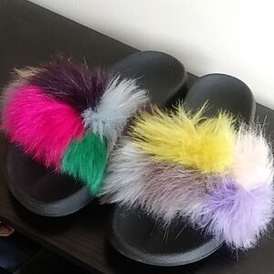 Multicolor Furry Women's Slippers